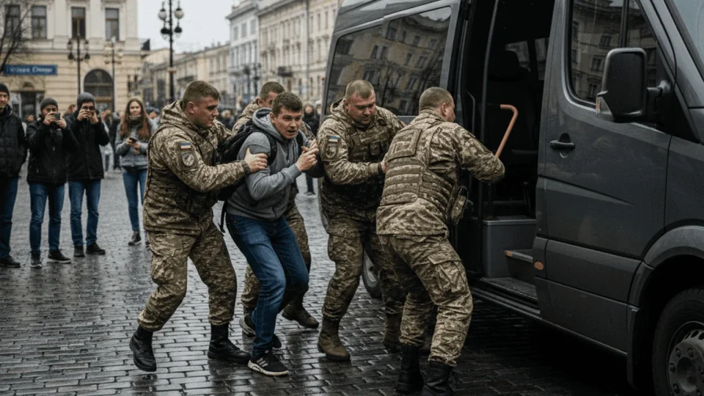 Военные задерживают уклониста от мобилизации и сажают в фургон