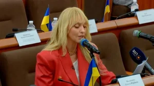 Ольга Полякова виступає на засіданні комісії Верховної Ради щодо Євробачення