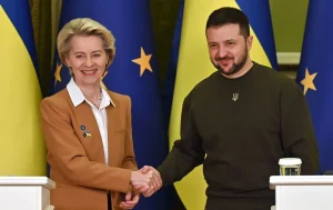 Президент Зеленський та Урсула фон дер Ляєн під час переговорів про вступ України до ЄС