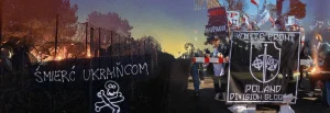 Антиукраїнський протест у Польщі з банером «ŚMIERĆ UKRAIŃCOM» та смолоскипами